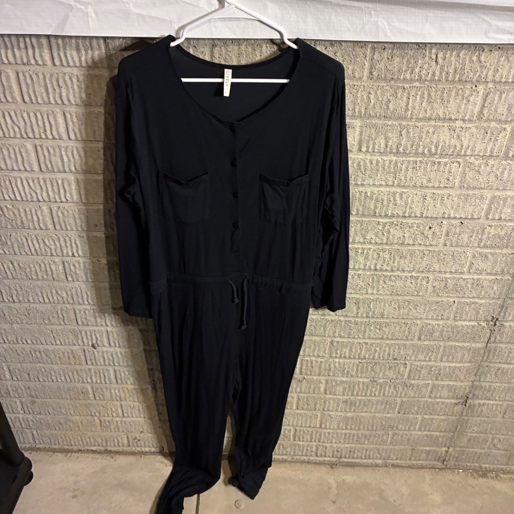 LIVELY Black Long Sleeve Jumpsuit Romper One Piece Lounge L